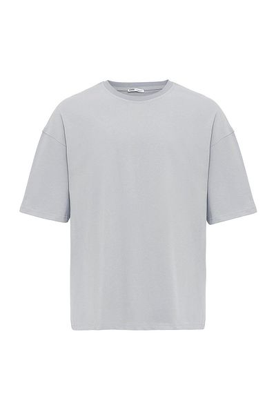 VAMOSCLO Basic Oversize Crew Neck T-Shirt Gray