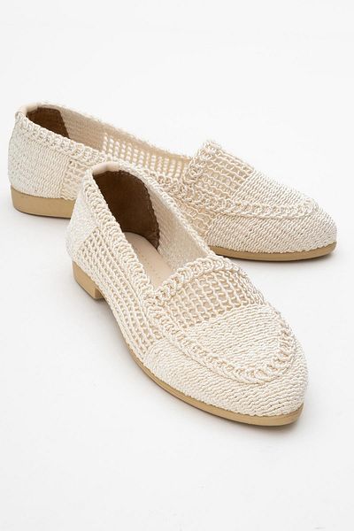 CCWAY AYAKKABI Women's Mesh Ballerina Cream