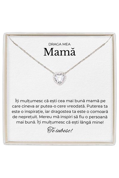 The Jewel Heart Elegant Gift For Mom, Forever Yours Necklace, Heart With Zirconia And Special Message