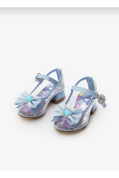 BAYRAMOĞLU KUNDURA Byk Blue, transparent, pantofi de sticlă Sinderelaa pentru fete cu toc