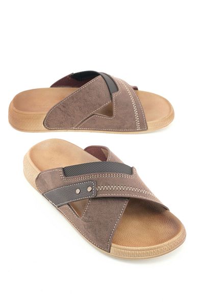 GEZER Men's Summer Faux Leather Comfortable Sole Daily Slippers