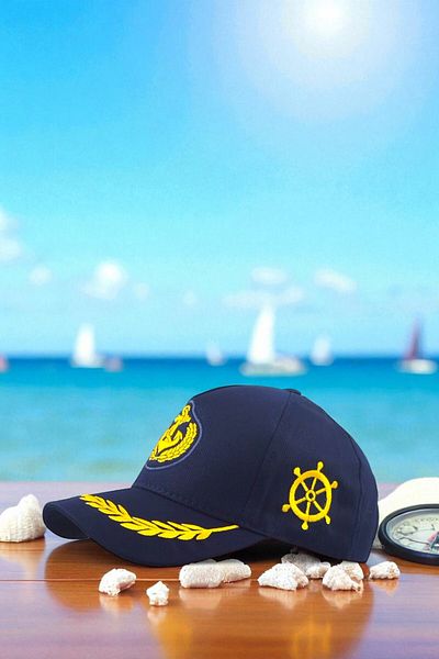 Shopiolog Captain Cap Rudder Embroidered Captain's Lettering on the Back Embroidered