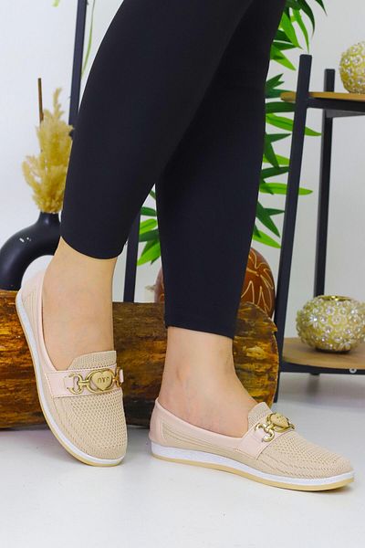 Weynes Women's Beige Hearted Daily Comfortable Ballerinas Wsb3068
