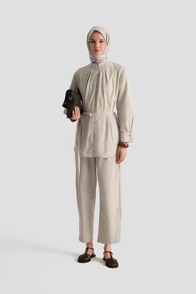 Armine Button Detailed Suit 25Y6012 Gray