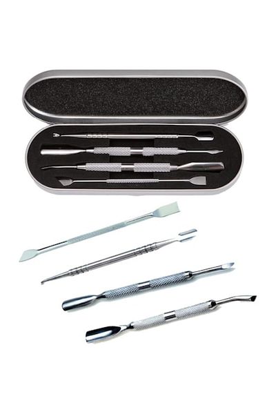 DELPI Kit pentru cuticule, Ustensile metalice pentru Manichiura si Pedichiura, 4 piese, otel inoxidabil, C
