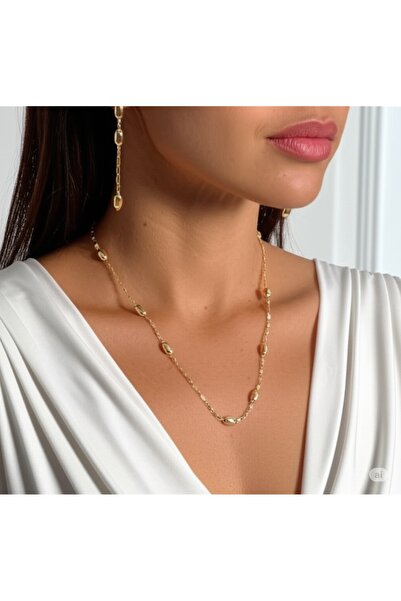 FAMEMUS ACCESSORY قلادة سلسلة أنيقة بتفاصيل ذهبية