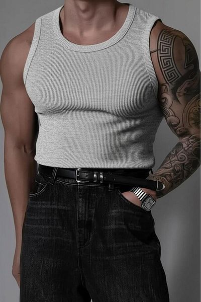 NO 601 Men's Grimelange Slimfit Camisole Ribbed Plain Tank Undershirt