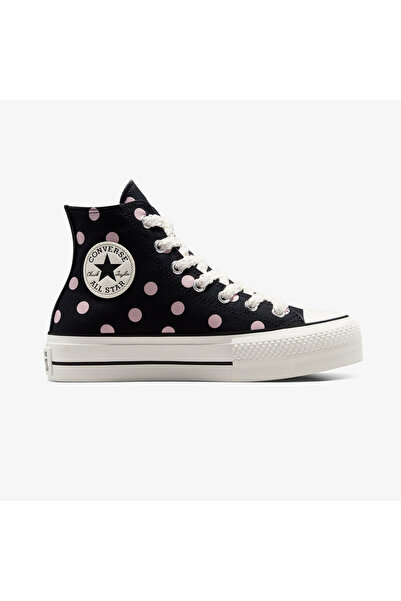 Converse Chuck Taylor All Star Lift Polka Dots Kadın Siyah Platform Sneaker