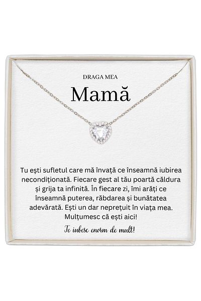 The Jewel Heart Jewelry For Mom, Forever Yours Necklace, Delicate Heart With Zirconium Crystals