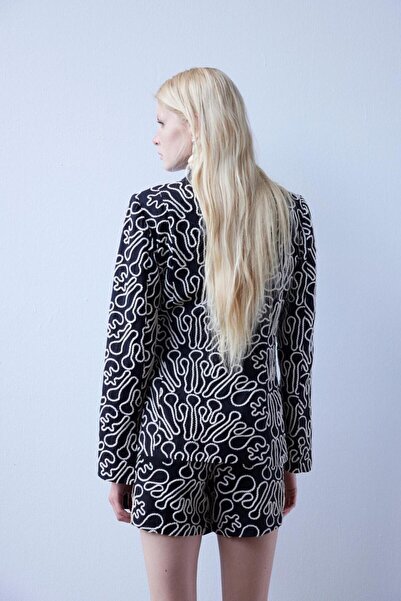 By Mare Style Emrovic-Asymmetric Patterned Belted Jacket