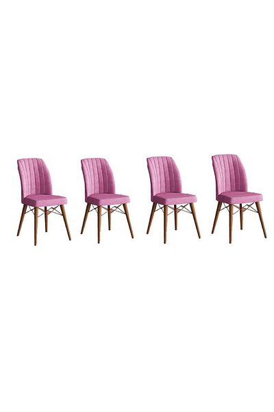 Casafun Set 4 style scaune Cafe-Fun, productie pentru cafenea, restaurant, terase, cadru metal picioare lemn