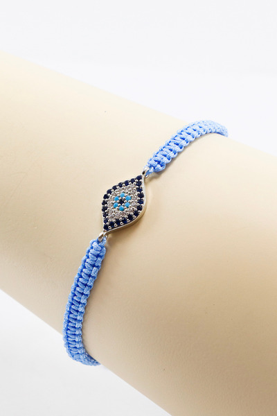 biuti Baby Blue Elevator Silver Ellipse Zircon Stone Evil Eye Bracelet, Gift ...