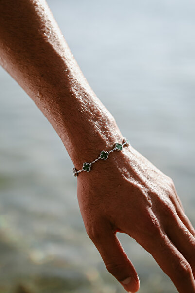 STAPBEST 925 ayar gümüş Yonca Yeşil Bileklik