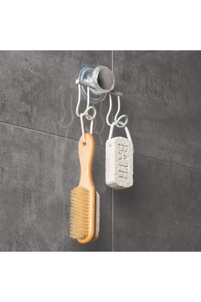 Interdesign Metro Rustproof Aluminium Turn-N-Lock Suction Double Hook Silver