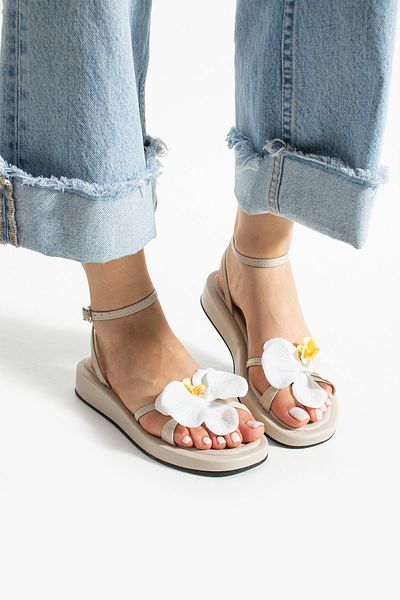 DUXAL SHOES Sandale de damă Daisy Beige cu detalii florale
