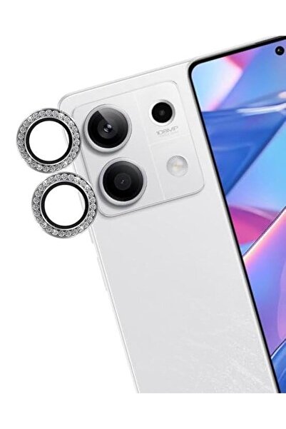 WFC Xiaomi Redmi Note 13 Pro 4G Uyumlu Taşlı Kamera Lens Koruyucu Gümüş