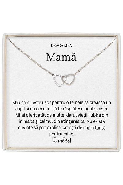 The Jewel Heart Soulmate Spark, Silver Necklace With Interlocking Hearts, The Ideal Gift For Mom