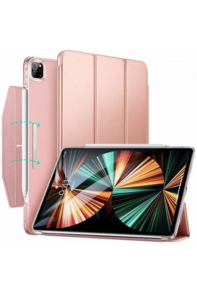 Petite Tuds Flip case for Apple iPad 12.9" 2018-2021, stylus holder and stand, rose gold eco-leather