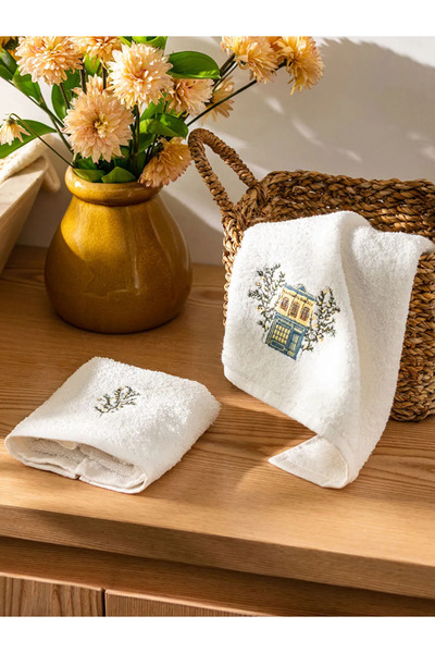 LC Waikiki Lcw Home Ecru Cotton Embroidered Towel Set of 2 50X80 cm