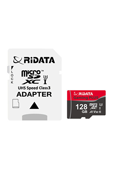 ridata Memory card 128GB microSDXC UHS-I U3 V30 A1, Gaming PLUS, with SD adap...