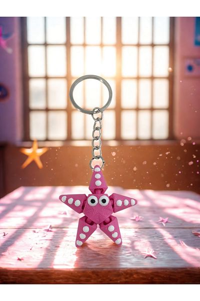 Shuttle Park Special Stylish Design Sea Star Cute 3D Hard Plastic Movable Keychain Gift Accessory 1Pcs