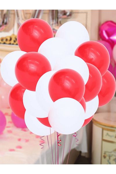Mielibon 20 Pcs Red White Party Balloon Set – Helium Compatible, Flag Themed