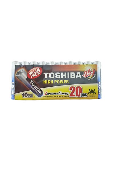 Toshiba Set 20 baterii LR03 alcaline, High Power AAA, 1.5V, infoliate