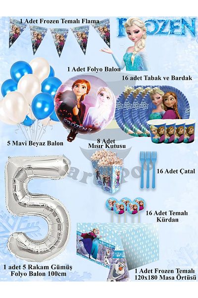 PartyPoo Frozen Elsa Frozen Elsa Birthday Set for 16 People |   Party Decorations Princess Themed