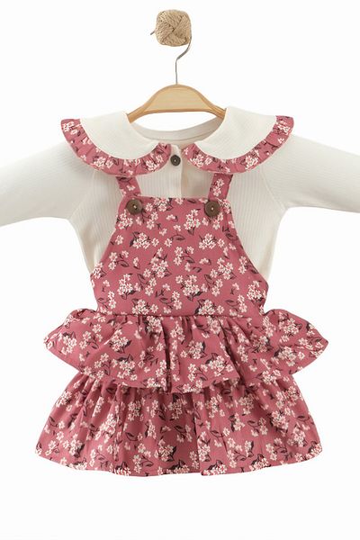 minuma Baby Girl Floral Patterned Ruffle Dress 6/12 Months