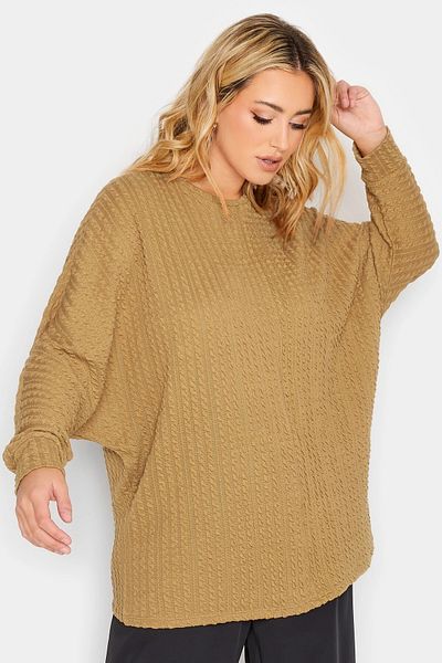 Stil Diva Plus Size Crew Neck Long Batwing Sleeve Slim Blouse 301719