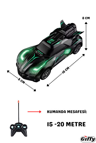 giffy Oyuncak 1:20 Uzaktan Kumandalı Şarjlı Duman Çıkartan Işıklı Araba Buhar Çıkartan Drift Atan Araba