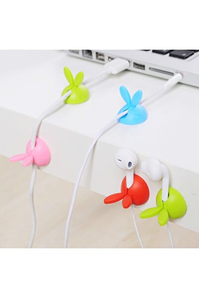 QesQin مجموعة حامل كابلات سيليكون على شكل أذن أرنب مكونة من 6 قطع - منظم عملي...