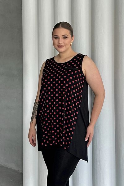 Stil Diva Plus Size Front Polka Dot Sleeveless Blouse 302253