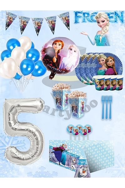 PartyPoo Frozen Elsa Frozen Elsa Birthday Set for 16 People |   Party Decorations Princess Themed