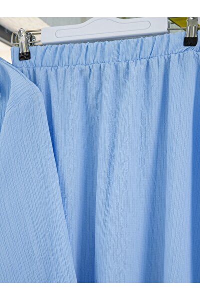 Modamorfo Crinkle Suit with Tie Front Skirt - Baby Blue