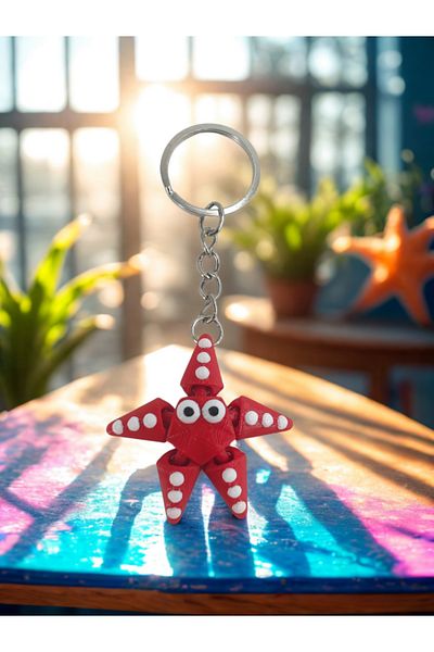 Shuttle Park Special Stylish Design Sea Star Cute 3D Hard Plastic Movable Keychain Gift Accessory 1Pcs