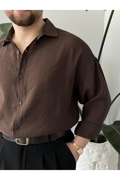MODA Modal Aci Brown Oversize Shirt