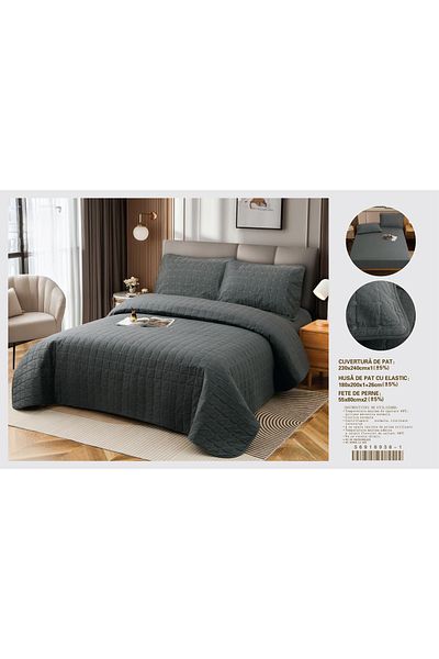 FIONNA.RO Premium 4-Piece Duvet Cover and Fitted Sheet Set - Gray