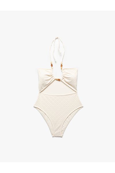 Koton Halter Neck Beaded Textured Mayokini