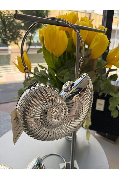 Tina İstanbul Metallic Snail Bag Silver