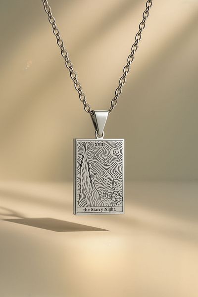 ArtinArt The Starry Night - Van Gogh Tarot Card |   316L Steel Necklace