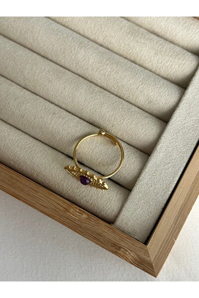 ringbox Steel Tarnish-Free Purple Stone Eye Ring