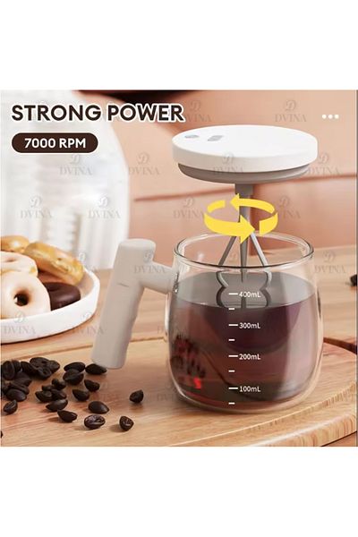 DVINA Automatic Mixing Cup for Coffee and Drinks - 400ml | Rechargeable