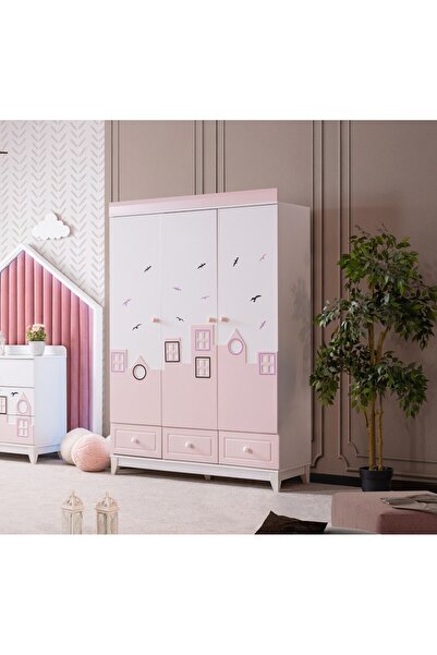 AYDINEV CITY 3 KAPILI DOLAP - BEYAZ PEMBE