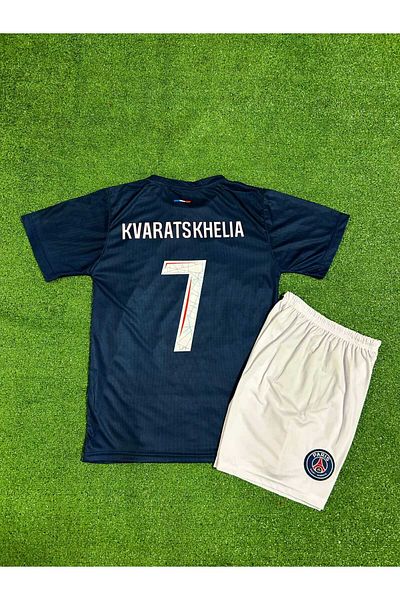 Armageddon Psg 2024/25 New Season Kvaratskhelia Home Children's Jersey (Navy Blue)