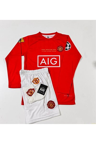 After Party M.Unitedd Moskova 2008 Sezonu Cristiano Ronaldo Uzun Kol Çocuk Forması 4'lü Set (ARMALI) vs atlet AG