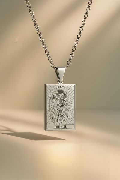ArtinArt The Kiss - Gustav Klimt Tarot Card |   316L Steel Necklace