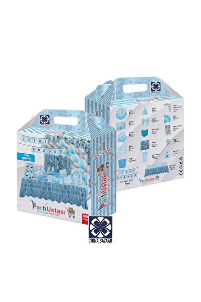 Genel Markalar 1 Yaş Temalı Mavi Doğum Günü 100 Parça Seti - Konsept, Parti M...