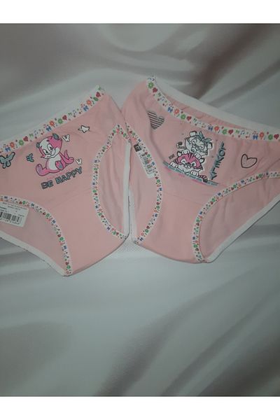 Butik Pink Patterned Passion Elastan Bato Front Printed 2 Pcs Girls Panties