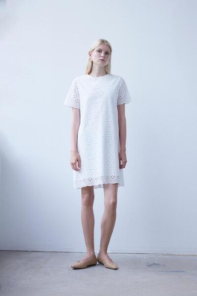 By Mare Style Dory Dress-Organic Cotton White Mini Tunic Guipure Dress